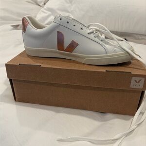 Veja Women's White and Copper Sneakers